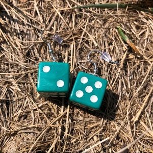 HANDMADE GREEN DICE EARRINGS